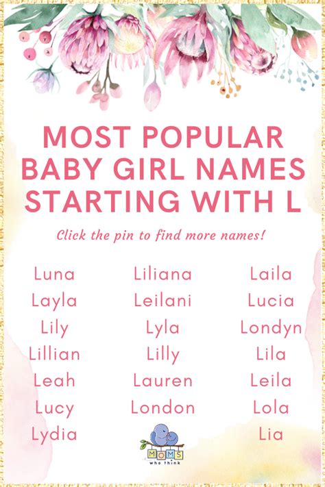 Baby Girl Names That Start With L Baby Girl Names L Girl Names L