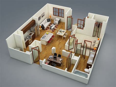 50 One “1” Bedroom Apartmenthouse Plans Architecture And Design