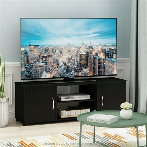 Furinno Montale Tv Stand With Doors For Tv Up To 65 Inch Black Oak