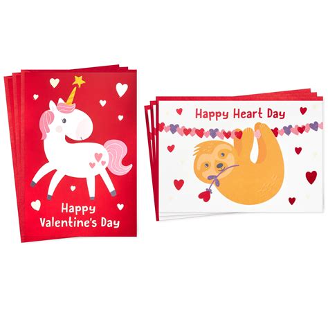 Hallmark Valentines Day Cards Assortment For Kids Unicorn And Sloth 6