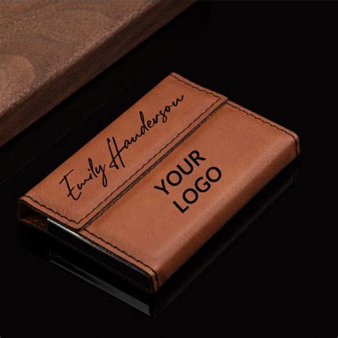 Personalized Business Card Holder Leatherette Business Card Etsy