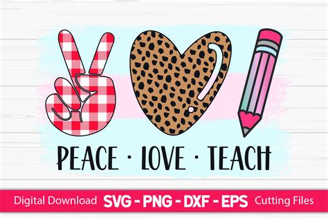 Peace Love Teach Sublimation Graphic By Craftartsvg · Creative Fabrica