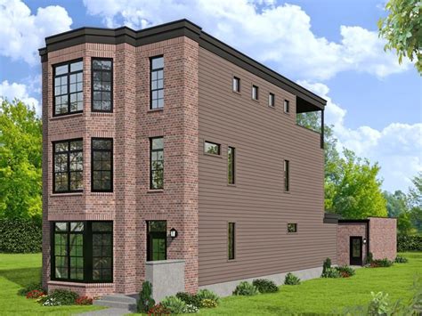 062h 0219 Three Story Brownstone Is A Stylish Narrow Lot House Plan