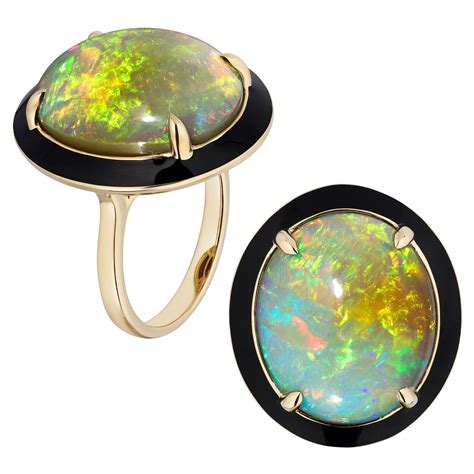 Louis Comfort Tiffany And Co Black Opal Diamond And Enamel Ring At
