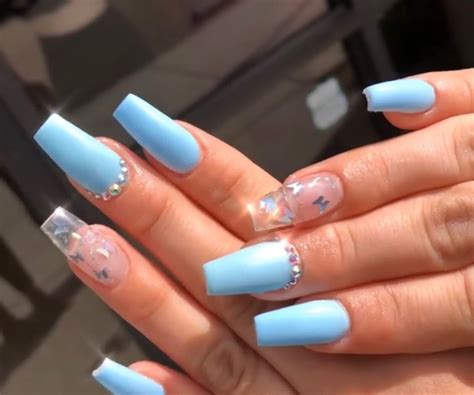 Blu Butterfli In 2020 Quinceanera Nails Acrylic Nails Coffin Short
