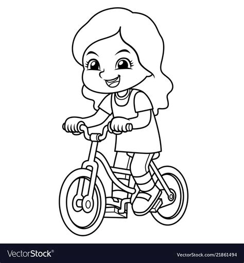 Motorcycle coloring pages to download and print for free. Girl riding new green bicycle bw vector image on ...
