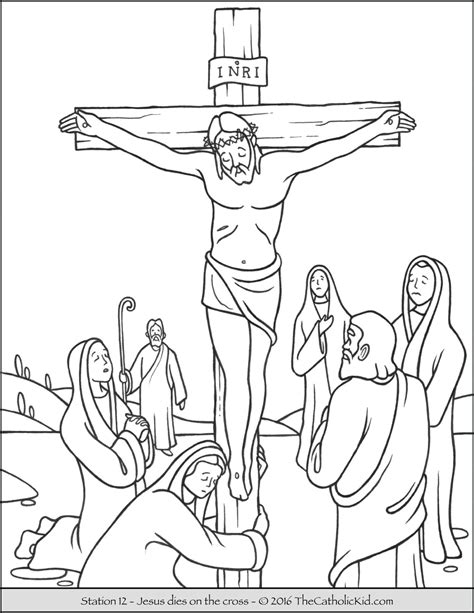 Stations Of The Cross Coloring Pages 12 Jesus Dies On The Cross The