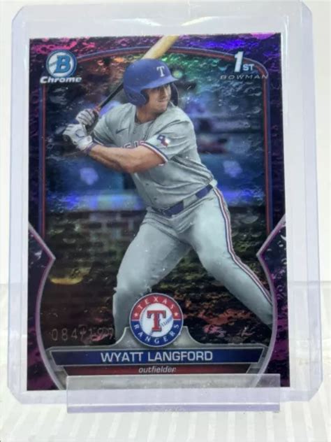 Wyatt Langford Bowman Chrome Draft Er Fuchsia Lunaire Q