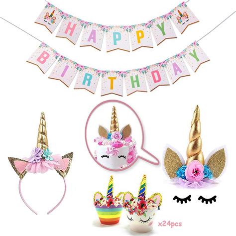 Buy Unicorn Party Supply Unicorn Horn Cake Topper Cupcake Wrappers