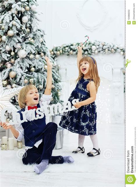 Children Welcome Holidays The Concept Of Christmas Stock Image