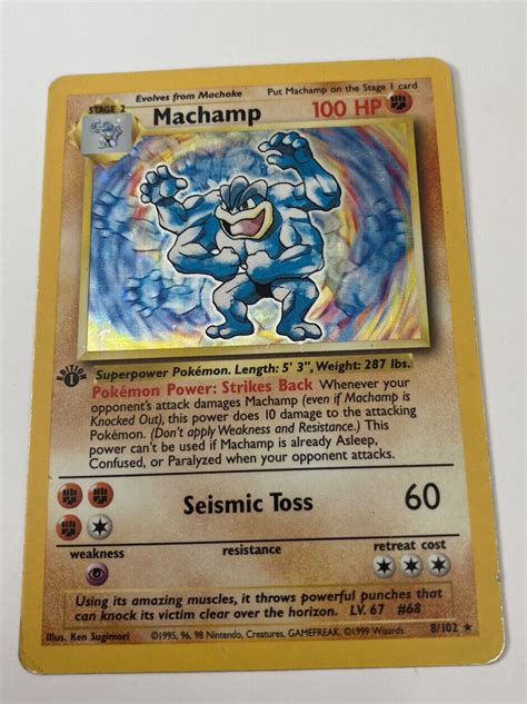 Pokemon Machamp 1st Edition Holo Rare 8102 Base Set Card For Sale