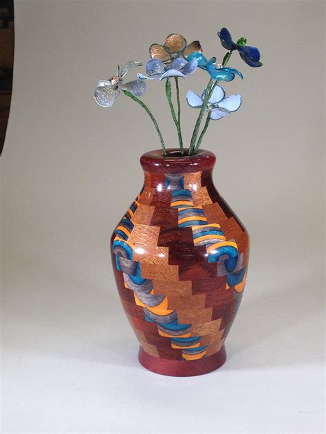 Turned Segmented Wood Vase Handmade Flower Vase Etsy