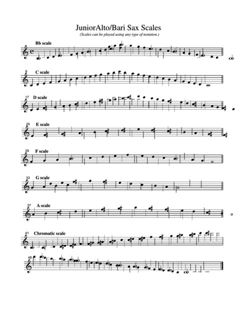 Junior Altobari Sax Scales Printable Pdf Download