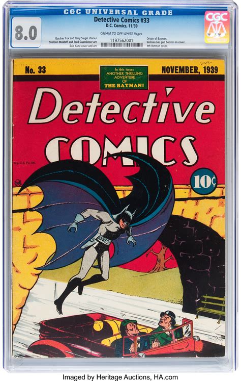 Detective Comics 33 Dc 1939 Cgc Vf 80 Cream To Off White Lot