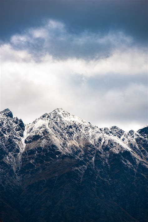 Snow Capped Mountain Below Cloudy Sky Hd Phone Wallpaper Peakpx