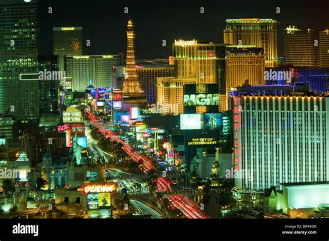 The Strip With The Mgm Grand Hotel At Night Las Vegas Usa Stock Photo