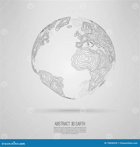 World Map Of Wavy Lines Abstract Globe Continents Topography Vector