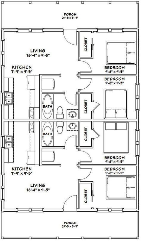 X Duplex Sq Ft Pdf Floor Plan Instant Etsy Duplex Floor
