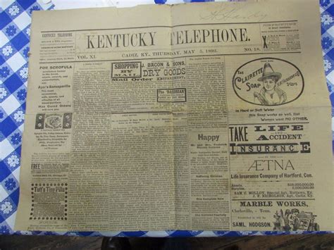 Cadizkentucky 1892 Newspaperkentucky Telephone Cadizkynr