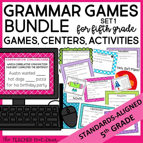 5th Grade Grammar Games Bundle Set 1 Print And Digital The Teacher
