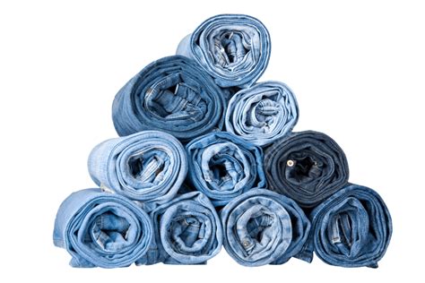 Roll Blue Denim Jeans Fabric Different Lifestyle Wardrobe Png