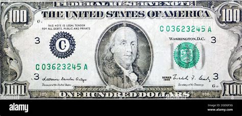 Obverse Side Of 100 One Hundred Dollars Bill Banknote Series 1988 With