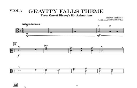 Gravity Falls Main Theme Score Only Arr Mason Sawyer Sheet Music Brad Breeck Orchestra