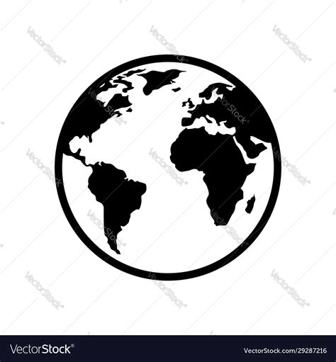Black World Map Isolated On White Background Vector Image