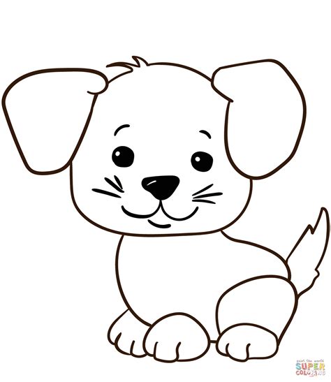 Cute Cartoon Puppy Coloring Page Free Printable Coloring