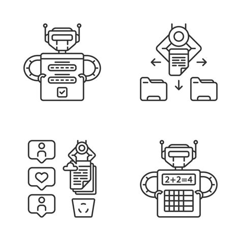 Rpa Linear Icons Set Robotic Process Automation Benefits Login Files