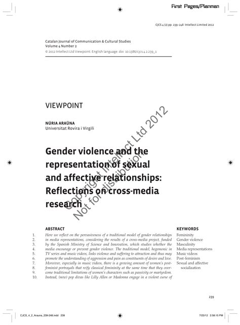 pdf gender violence and the representation of sexual and affective relationships reflections