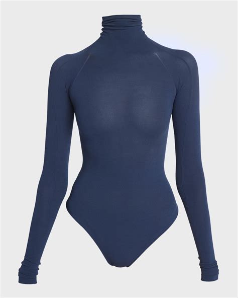 Alaia Semi Sheer Turtleneck Bodysuit Neiman Marcus