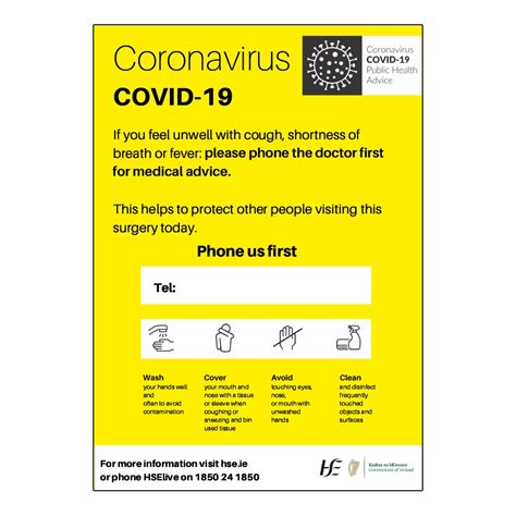 Gp Coronavirus Front Door Sign Covid 19 Posters Ireland