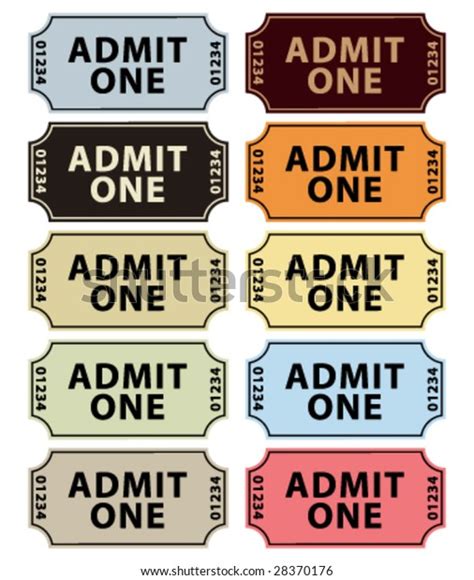 General Admission Cinema Tickets Collection Stock Vector Royalty Free