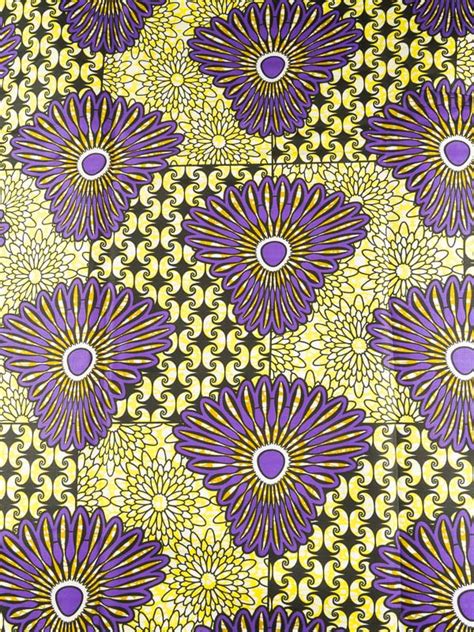 African Print Fabric Floral Wholesale Hollantex Yellow Purple Flowers