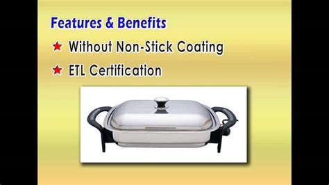 Stainless steel electric skillet has many benefits. Best Electric Skillet Reviews Precise Heat 16inch Rect ...