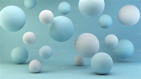 Light Blue Floating Spheres Backgrou Abstract Stock Photos ~ Creative