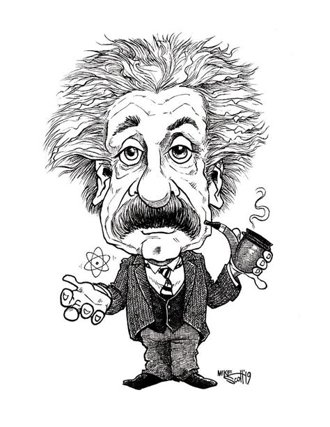 Albert Einstein Drawing By Mike Scott