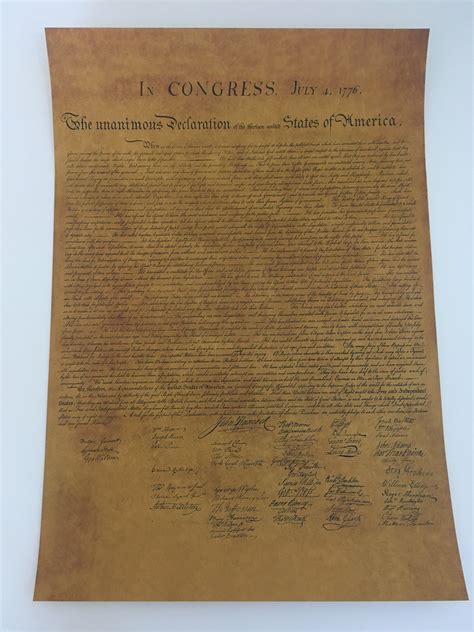 Declaration Of Independence Poster America Us History American Etsy Uk