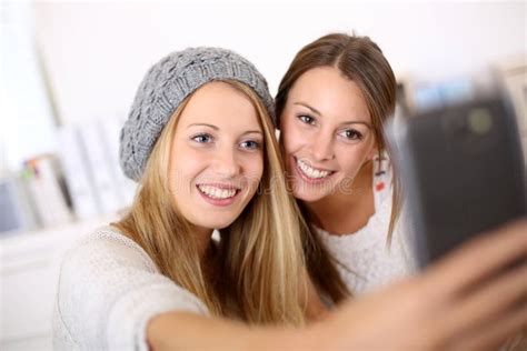 Girlfriends Taking Selfie Together Having Fun Outdoors Concept Of Modern Women Friendship