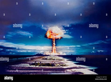 Nuclear Bomb Explosion Over Mururoa Atoll French Polynesia Pacific