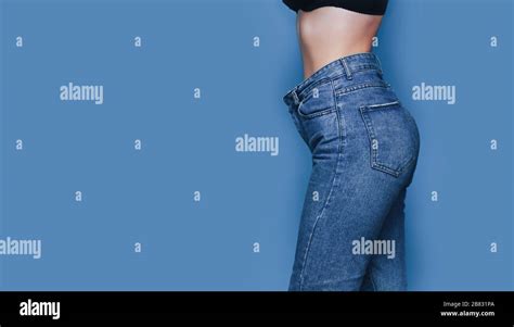 Skinny Woman Body With Loose Pants Jeans Light Weight Body With Loose