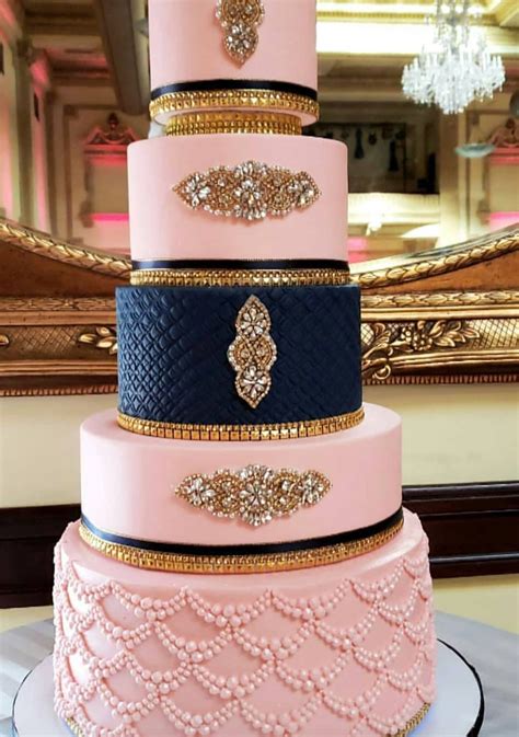Wedding Cake Navy Rose Gold Wedding Cakes Modern Wedding Cake