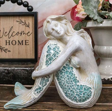 Ebros Nautical Goddess Mermaid Maiden Resting Decorative Crushed Glass