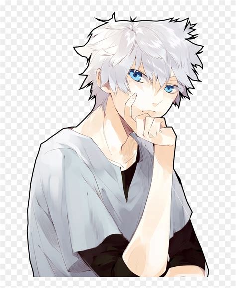 Killua Zoldyck Fan Art Grey Hair And Blue Eyes Boy Anime Hd Png