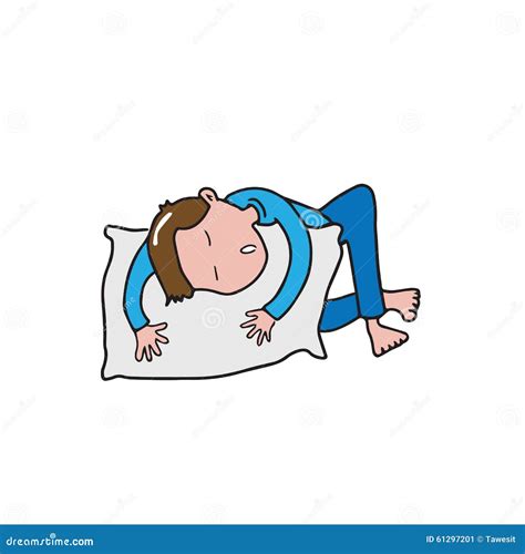 People Man Holding Pillow Sleeping Stock Vector Image 61297201
