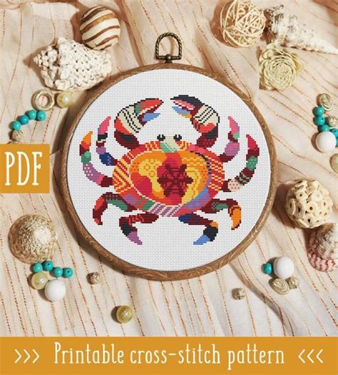 With over 17,000 cross stitch patterns, leaflets and books available, we're sure you can find the perfect pattern! Modern cross stitch pattern point de croix crab ocean ...