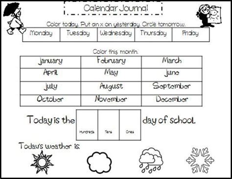 Calendar Worksheet For Kindergarten Calendar Worksheets For