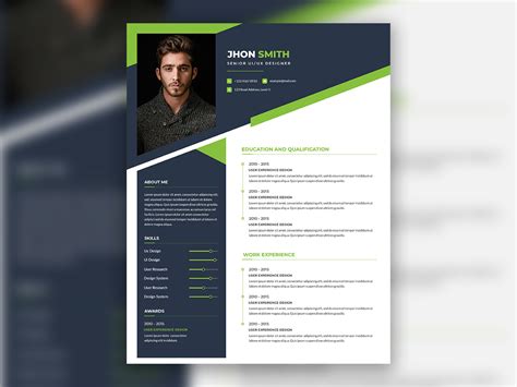 Modern Abstract Professional Cv Resume Template Uplabs