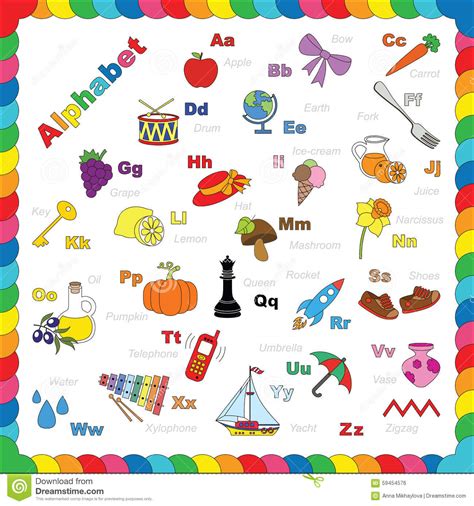 Cute Alphabet In Vector Objects Stock Vector Illustration Of Study